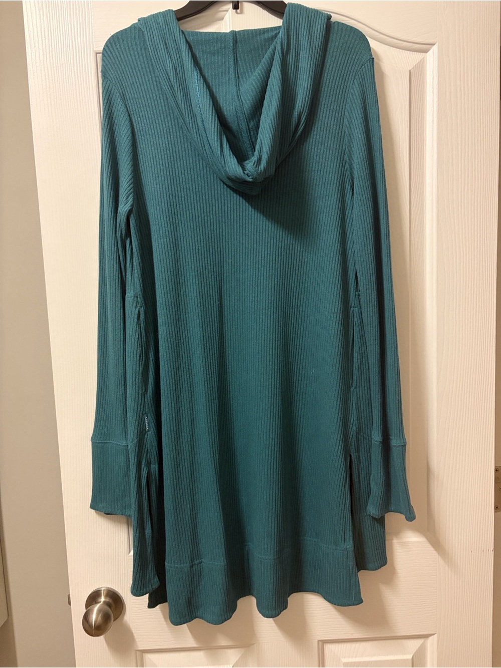 Athleta Teal Ribbed Hooded Cardigan - Picture 3 of 4